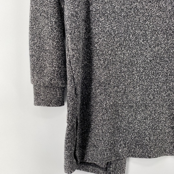 Reitmans Cardigan Womens Small Open Front Side Pockets Hood Black Grey Long - Picture 13 of 13